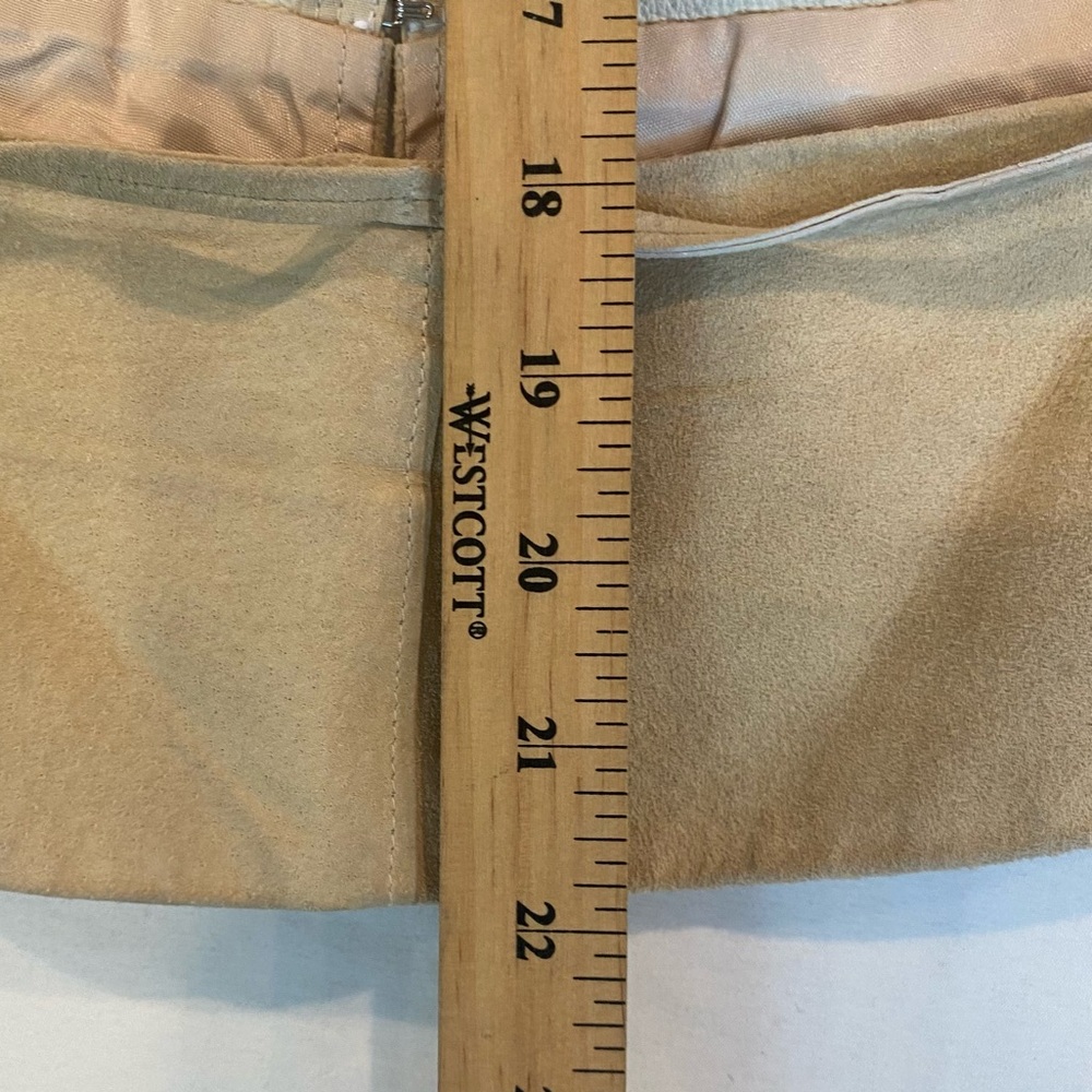 VTG 90s Laundry Shelli Segal Tan 100% Genuine Suede Halter Top & Mini Skirt Set - Picture 10 of 12